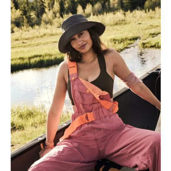 NWOT Free People FP Movement Morning Meadow Jumpsuit Overalls Matte Rose XS - Picture 3 of 10